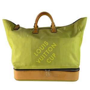 LOUIS VUITTON Lime Green Geant Sac Sport Duffle Luggage Bag Made in France
